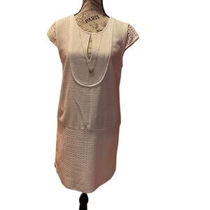 J. Crew White Textured Cotton Midi Dress - Excellent Condition